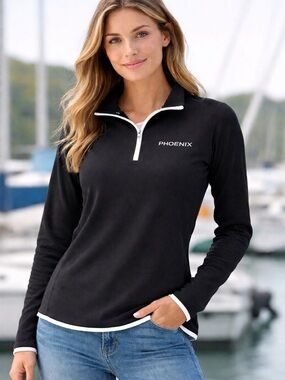 Phenix Black Quarter-Zip Pullover with White Trim Size M